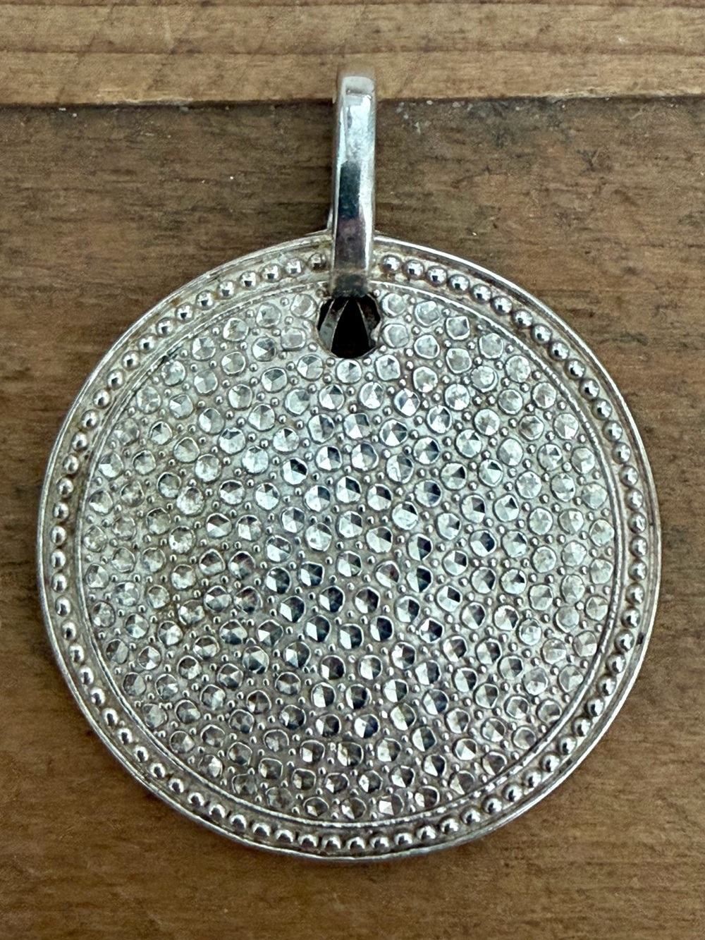 925 STERLING SILVER MARCASITE DISC PENDANT FLOWER OF LIFE MANDALA 1.5”